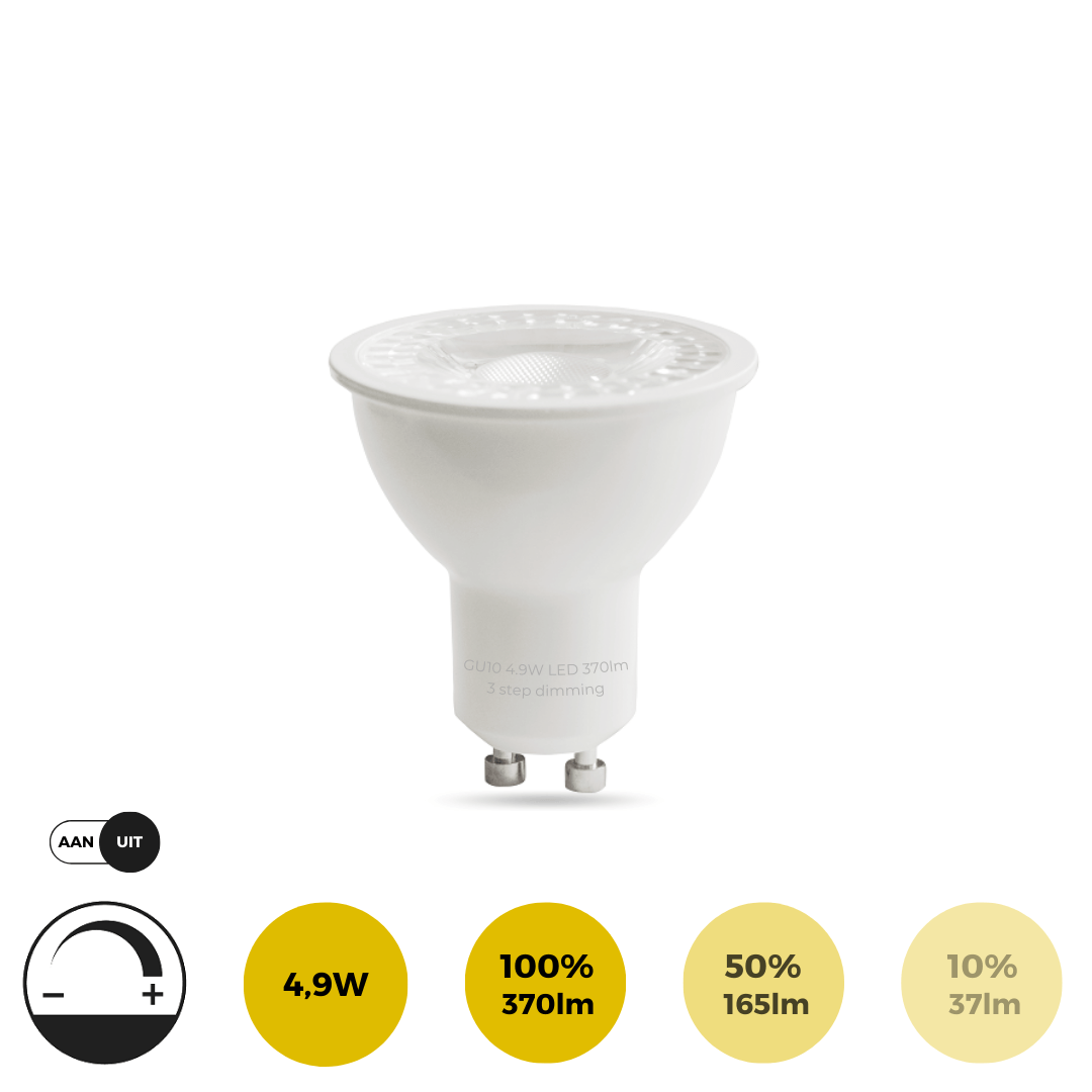 LED Spot GU10 | 4.9Watt | 370LM | 3 - Steps Dimmable