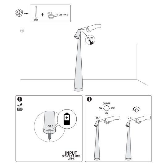 Cave chargeable table lamp