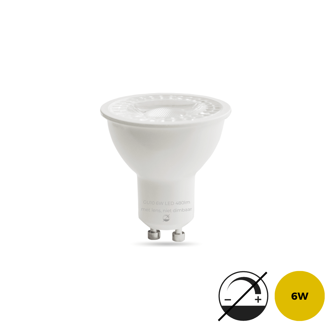 LED Spot GU10 | 6Watt | 480lm | NIET DIMBAAR MET LENS