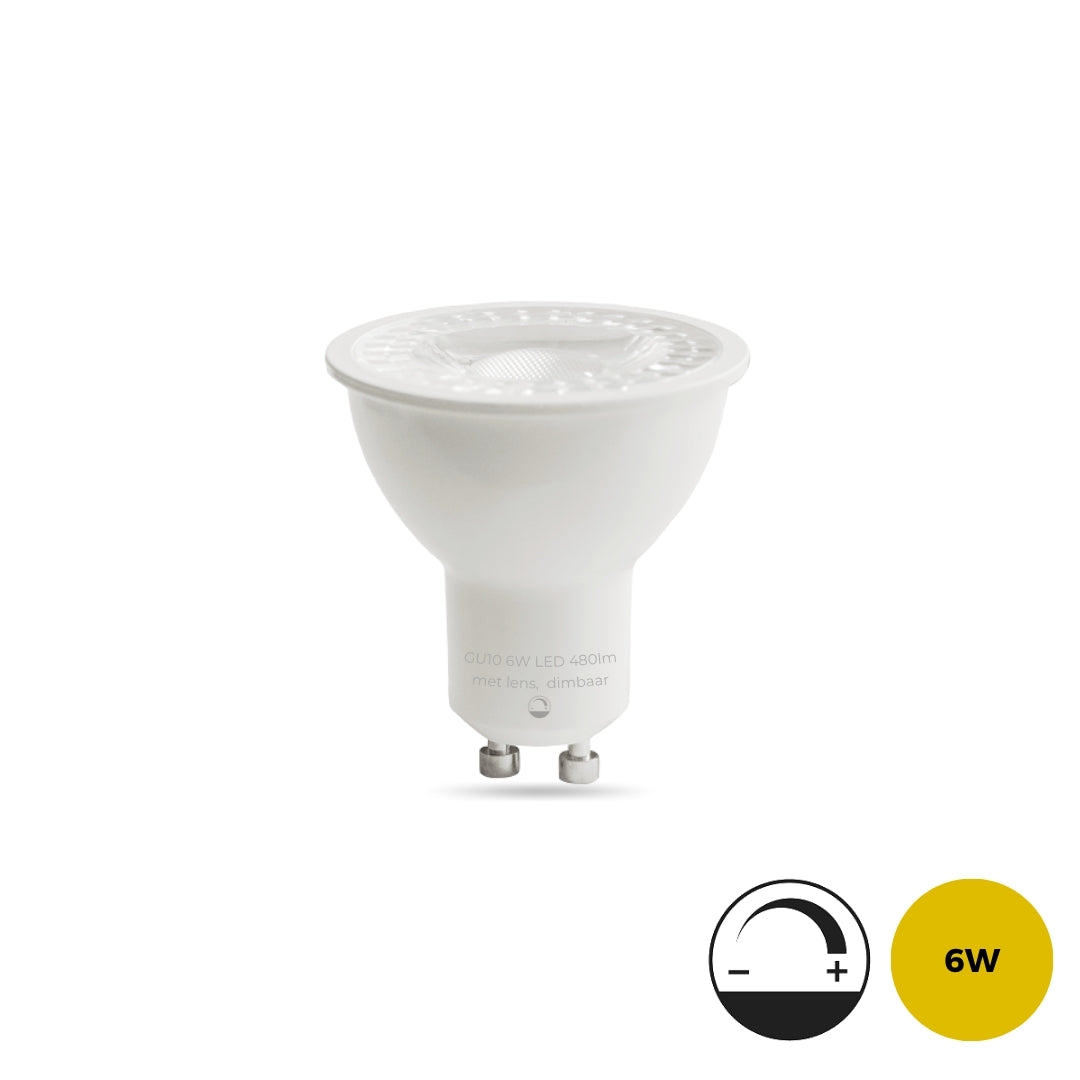 LED Spot GU10 | 6Watt | 480lm | DIMBAAR MET LENS